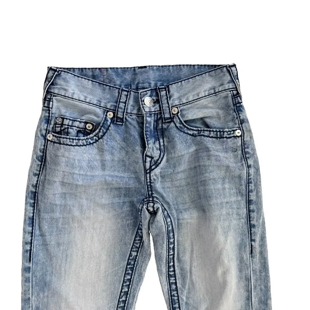 True Religion Men's Horseshoe Logo Pocket Denim Skinny Light Acid Wash Jeans 28